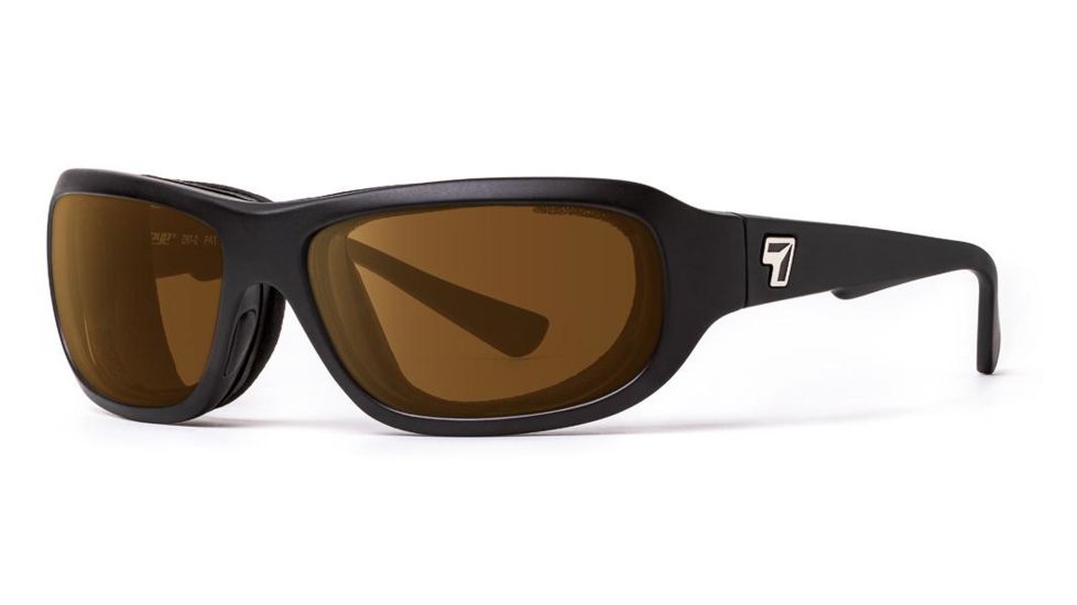 7Eye by Panoptix Airshield Aspen Sunglasses, RX Ready, Matte Black Frame, SharpView Polarized Copper Lens, S-M 330154