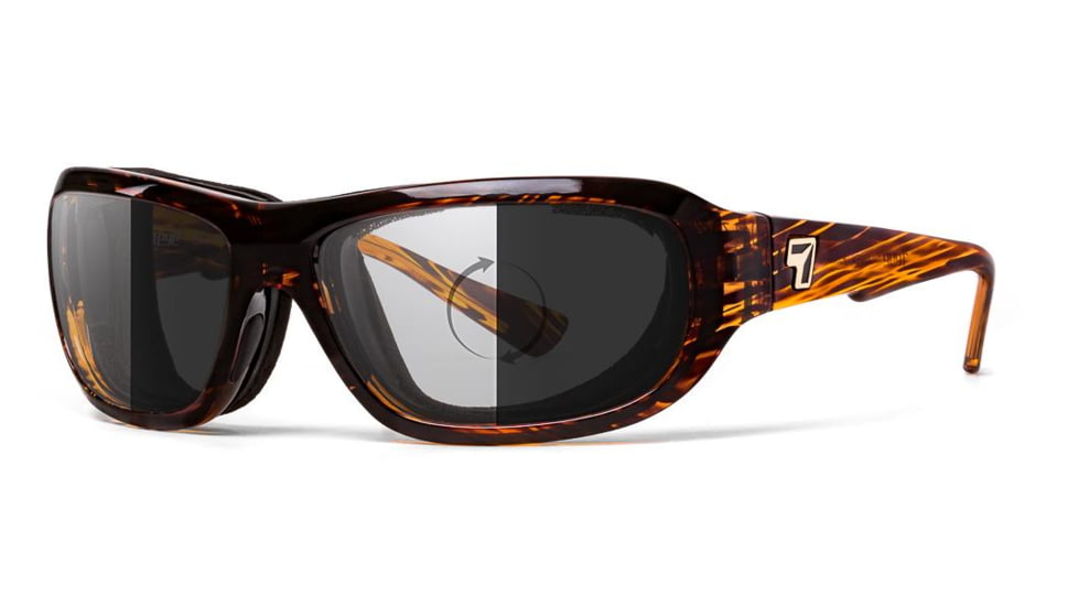 7Eye by Panoptix Airshield Aspen Sunglasses, RX Ready, Sunset Tortoise Frame, Photochromic Day/Night DARKshift Lens, S-M 330616