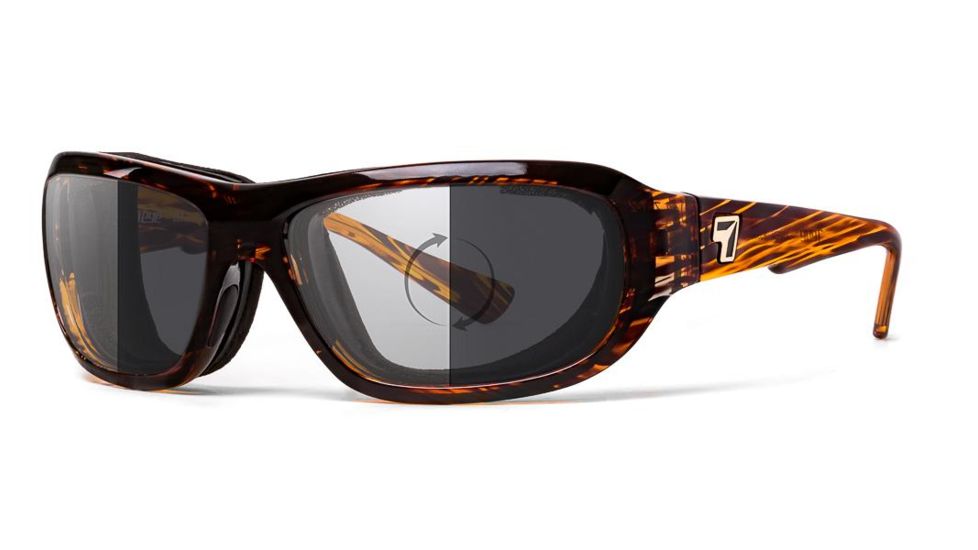 7Eye by Panoptix Airshield Aspen Sunglasses, RX Ready, Sunset Tortoise Frame, Photochromic Day/Night Eclypse Lens, S-M 330617
