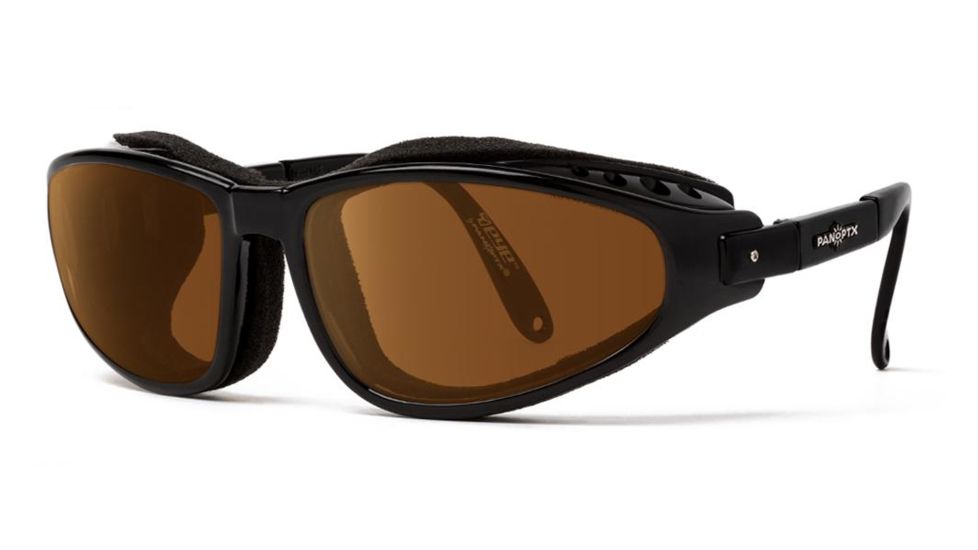 7Eye by Panoptix Mens AirShield Raptor FX Sunglasses, RX Ready, Glossy Black Frame, SharpView Copper Lens, S-L 110542