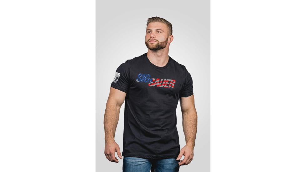 Nine Line Sig Sauer USA Flag Short Sleeve Shirt Black L 65C19674, NVSIGUSATSBLACKM