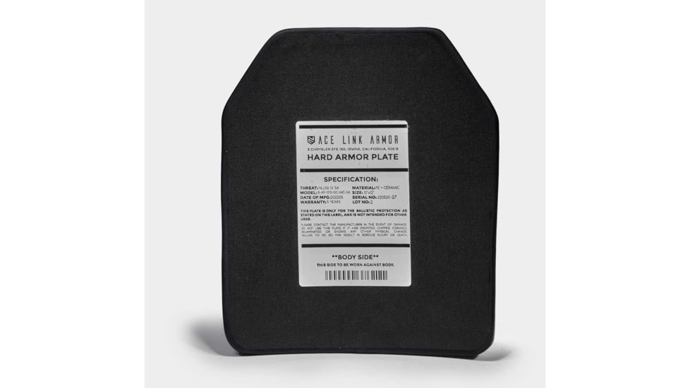 Ace Link Armor Level 4 SA Multi-Curve Armor Plate, Black, 10x12in, B-AP-4-1012-SIC-MC-SA