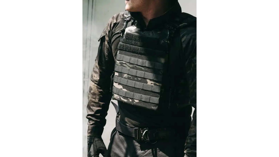 Ace Link Armor Quadrelease Tactical Plate Carrier, MOLLE, Black Camo, Large, B-PC-QRD-NW-L-ML