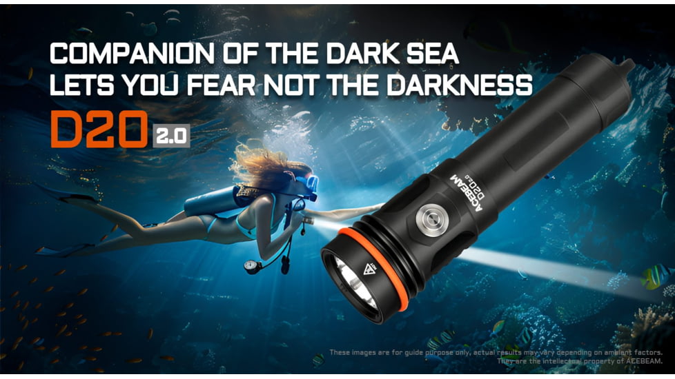 Acebeam D20 1 x 18650/ 21700 CREE XHP35 HD LED Dive Light, 2200 Lumens, Black, D20 2.0