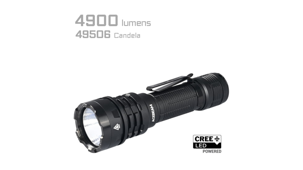 Acebeam Defender P17 LED Tactical Flashlight, Li-Ion Battery, 4900 Lumen, Black, 147x41x26mm, P17 Black