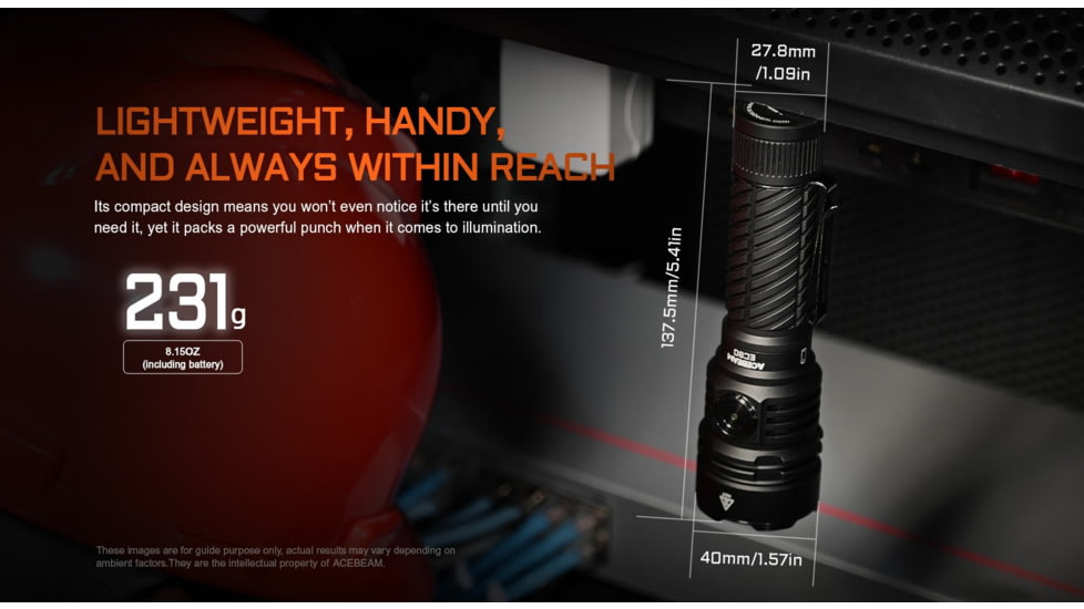 Acebeam EC90 Long Range 21700 USB-C Rechargeable Battery 4300 Lumens LED EDC Flashlight, Black, EC90 Black