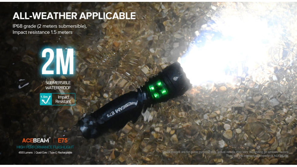 Acebeam EDC E75 High-Performance Flashlight, 4500 Lumens, Green, E75