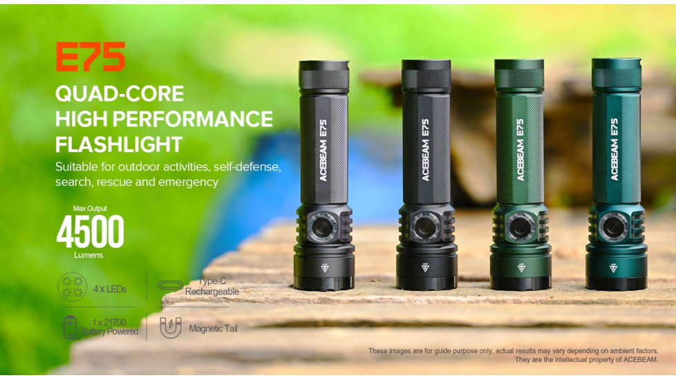 Acebeam EDC E75 High-Performance Flashlight, 4500 Lumens, Green, E75