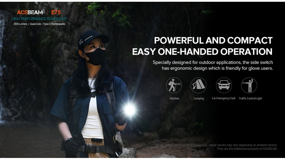 Acebeam EDC E75 High-Performance Flashlight, 4500 Lumens, Green, E75