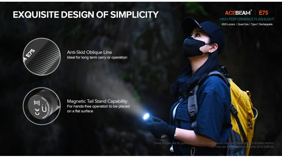 Acebeam EDC E75 High-Performance Flashlight, 4500 Lumens, Green, E75