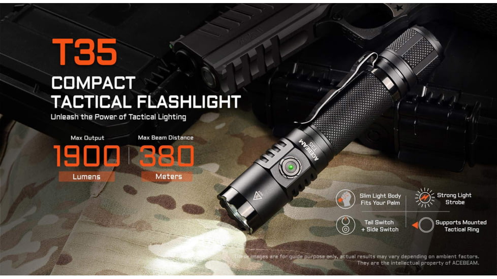 Acebeam T35 Compact Tactical Flashlight, Black, T35