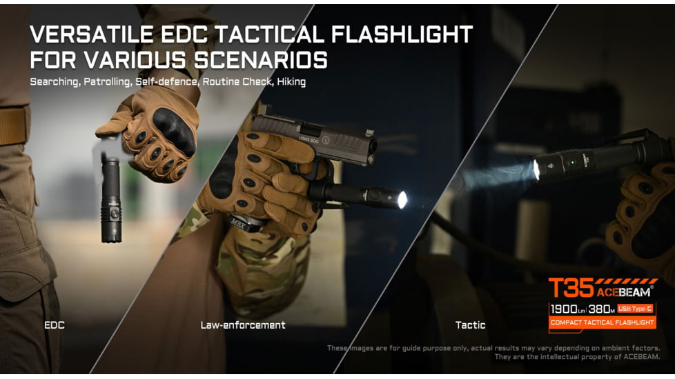 Acebeam T35 Compact Tactical Flashlight, Black, T35