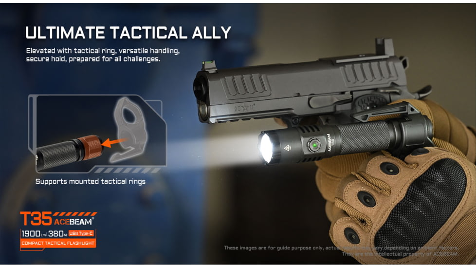 Acebeam T35 Compact Tactical Flashlight, Black, T35