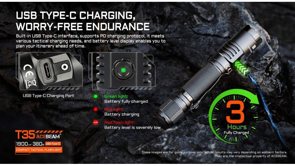 Acebeam T35 Compact Tactical Flashlight, Black, T35