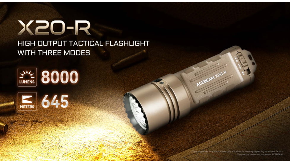 Acebeam X20-R 18650 Li-ion 10000 Lumens LED Flashlight, Desert, X20-R Desert