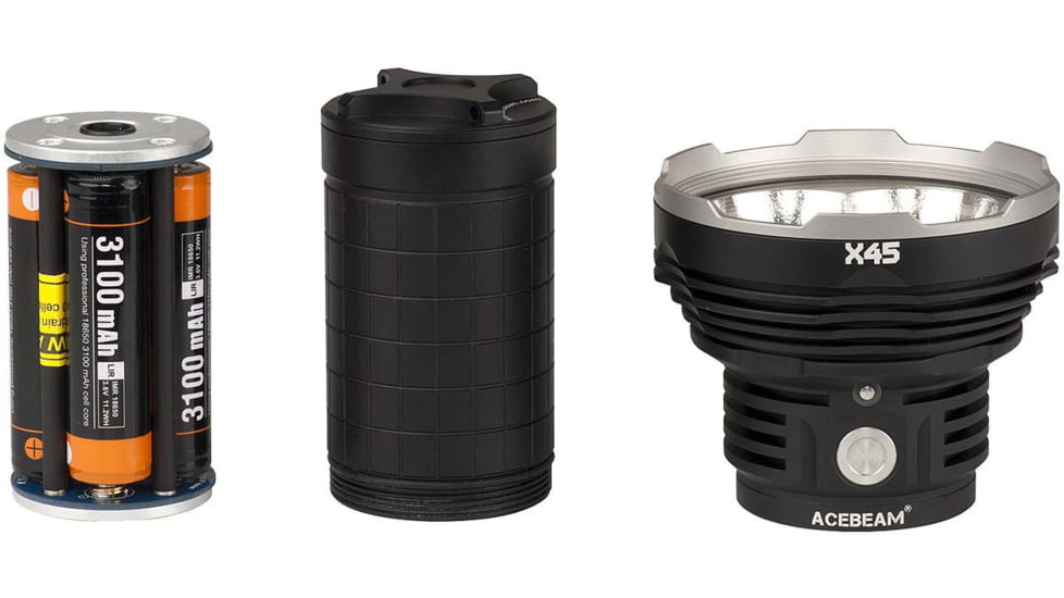 Acebeam X45 4 x 18650 4 x CREE XHP70.2 LED Flashlight, 18000 Lumens, Black, X45