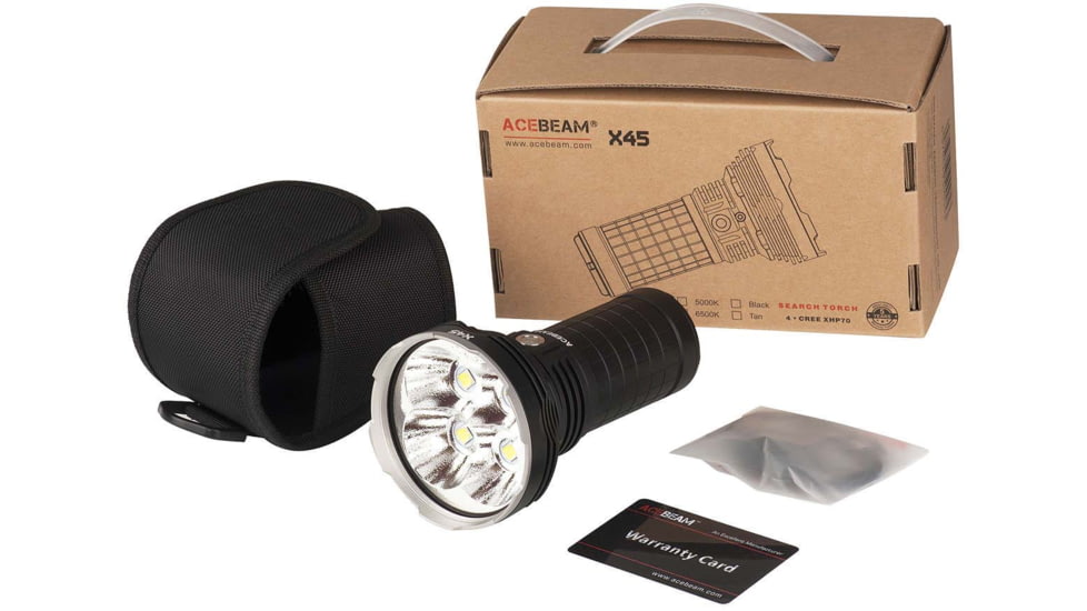 Acebeam X45 4 x 18650 4 x CREE XHP70.2 LED Flashlight, 18000 Lumens, Black, X45