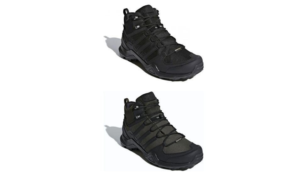 Adidas Outdoor Terrex Swift R2 Mid GTX Hiking Shoe- Men's, Black/Black/Black, Night Cargo/Black/Base Green
