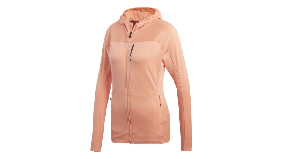 Adidas Terrex Tracerocker Women's Hooded Fleece Jacket, Chalk Coral, Extra Large, CW0795-XL