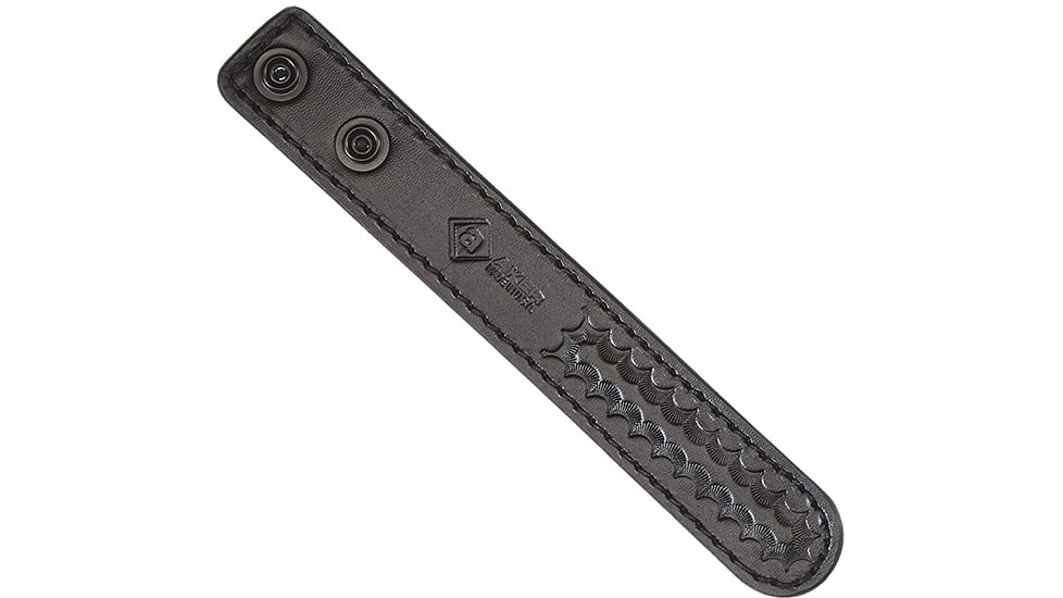 Aker Leather Model 530 Double Snap 1inch Wide Belt Keepers, Chrome Snap, Basketweave, Black, A530-BW-CH