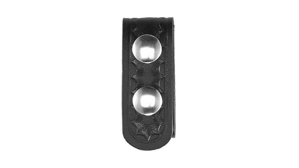 Aker Leather Model 530 Double Snap 1inch Wide Belt Keepers, Chrome Snap, Basketweave, Black, A530-BW-CH