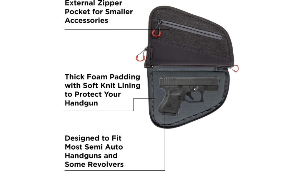 Allen Auto-Fit 2.0 Handgun Case, Heather Gray/Red, 10.5 in x 7.25 in, 7748
