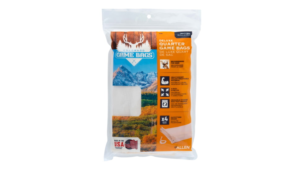 Allen Colorado Deluxe Deer Game Bag Set, Quarter Size, Stretch Material, 28x12in, 4-Pack, Natural, 6596