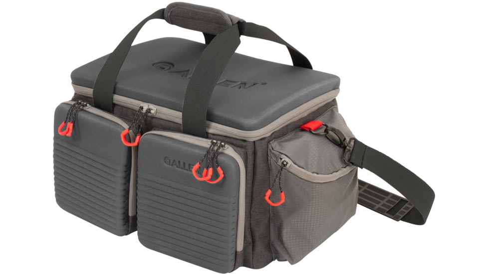 Allen Competitor Premium Molded Lockable Range Bag, Internal Tote and Fold-Up Gun Mat, Heather Gray/Red, 16.6 in x 9 in x 11.8 in, 8325