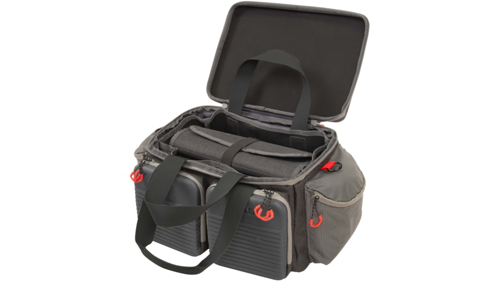 Allen Competitor Premium Molded Lockable Range Bag, Internal Tote and Fold-Up Gun Mat, Heather Gray/Red, 16.6 in x 9 in x 11.8 in, 8325