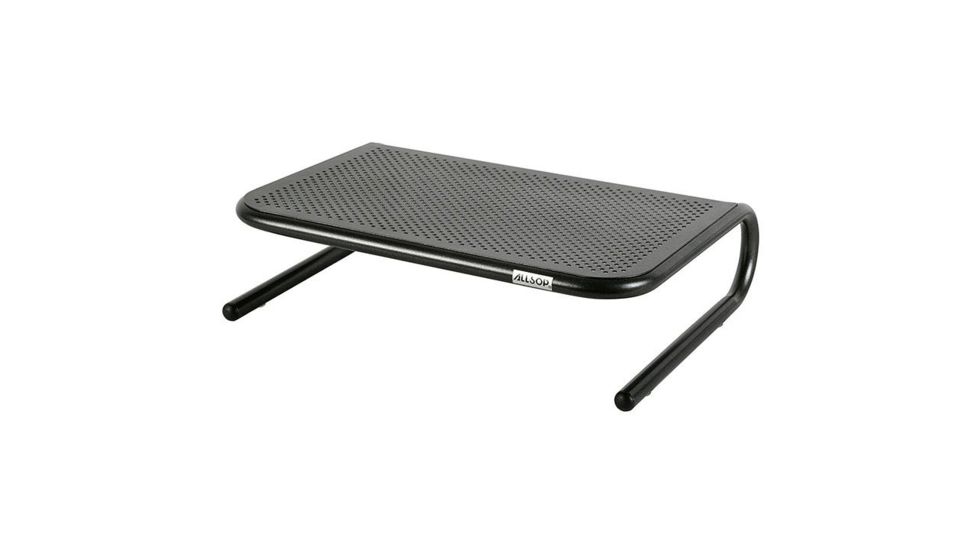 Allsop 14in Wide Metal Art Jr. Monitor Stand w/ Keyboard Storage Space, Holds 40 lbs, Black 30165
