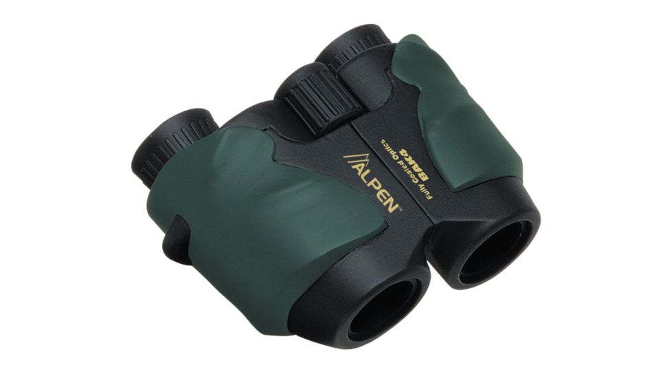 Alpen Pro Compact 8x25 Porro Prism Rubber Armored Binoculars, Green w/Strap 267