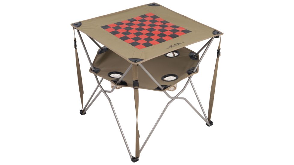 ALPS Mountaineering Eclipse Table with Checkerboard Top, 27 x 27 x 26 inches, Khaki, 8360114