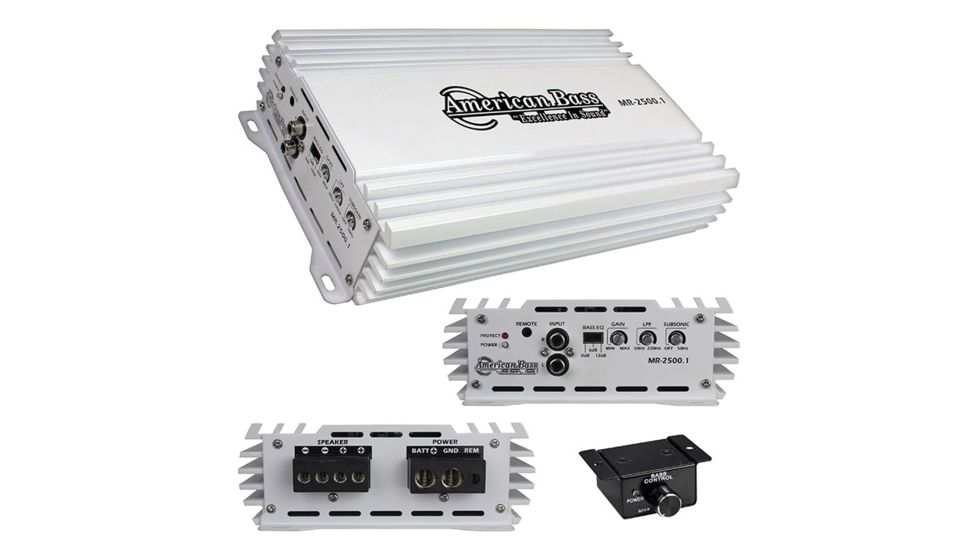 American Bass 2500 Watts Max D Class Marine Amplifier, White MR25001