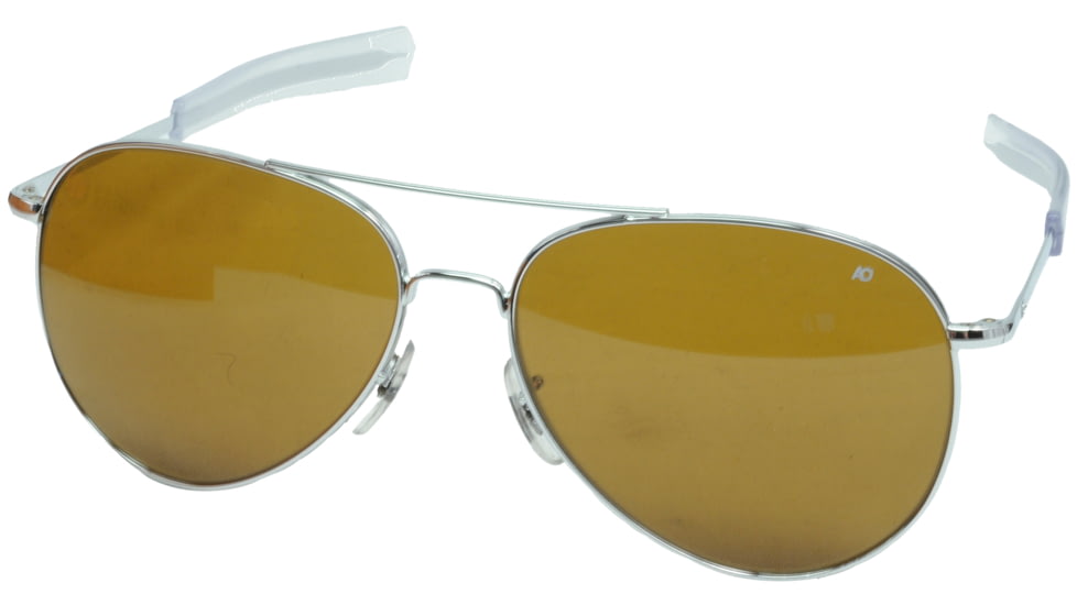 American Optical 8 Flight Gear General Sunglasses Silver Frame Cometan Brown Glass Lens Bayonet Temples
