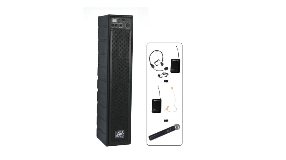 AmpliVox Line Array Speaker with Wireless Mic, Black, SW1234