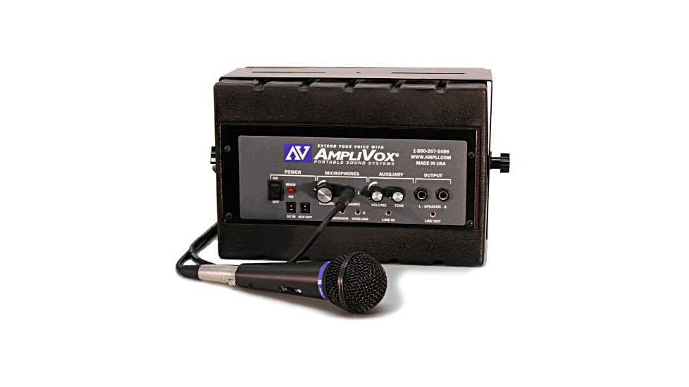 AmpliVox Mity Box Amplified Speaker with Wired Mic, Black, SS1230