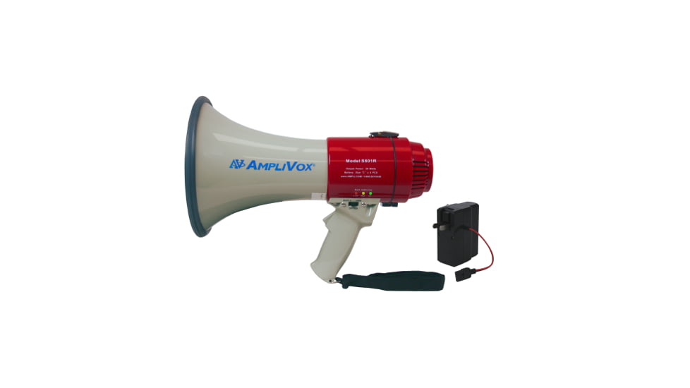 AmpliVox Mity-Meg 15 Watt Dynamic Megaphone Bundle, Red, White, SB601R
