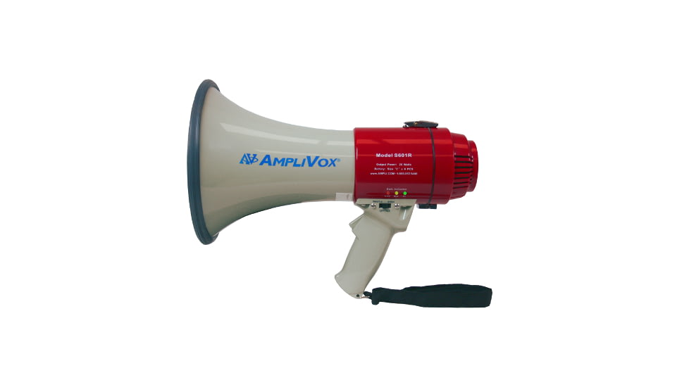 AmpliVox Mity-Meg 15 Watt Dynamic Megaphone, Red, White, S601R