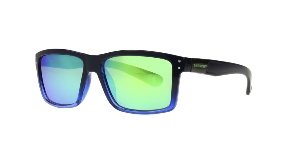 Anarchy Ari Sunglasses, Navy Frame, Smoke with Green Mirror Lens, 10237500.QTM