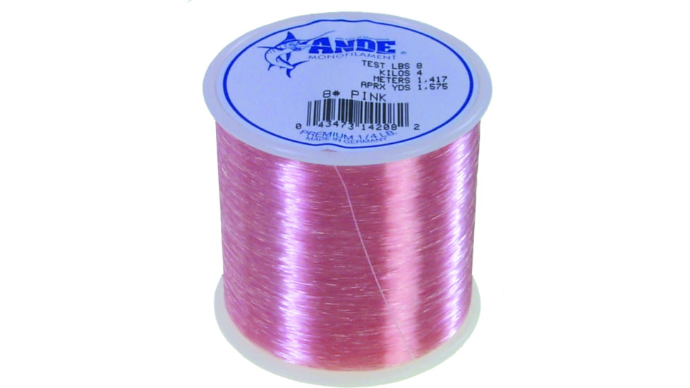 Ande Line Premium Mono Line 1/4lb Spool 8lb 1575yd Pink, A14-8P