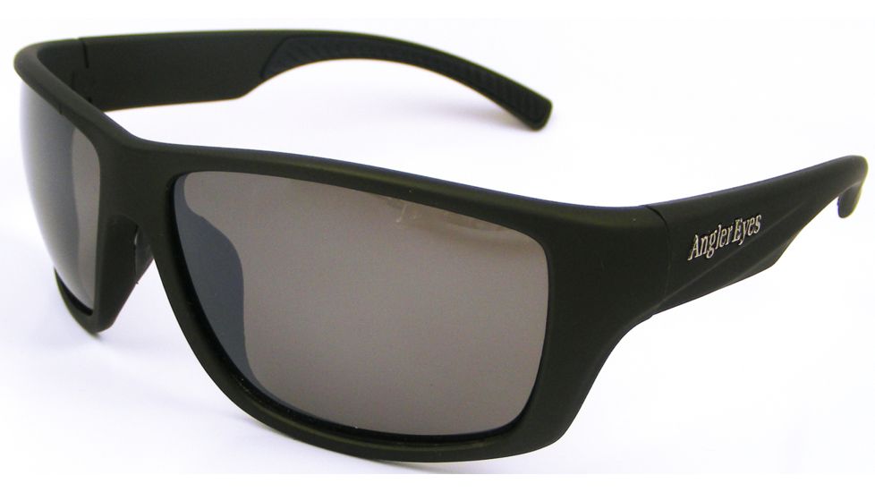 Angler Eyes AE 27 Sunglasses, Rubberized Utility Green Frame, Smoke with Silver Flash Mirror Polarized Lenses, 10232952.FGX