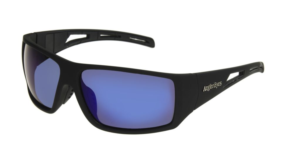 Angler Eyes AE 30 Sunglasses, Rubberized Black Frame, Smoke with Blue Mirror Polarized Lenses, 10242556.FGX