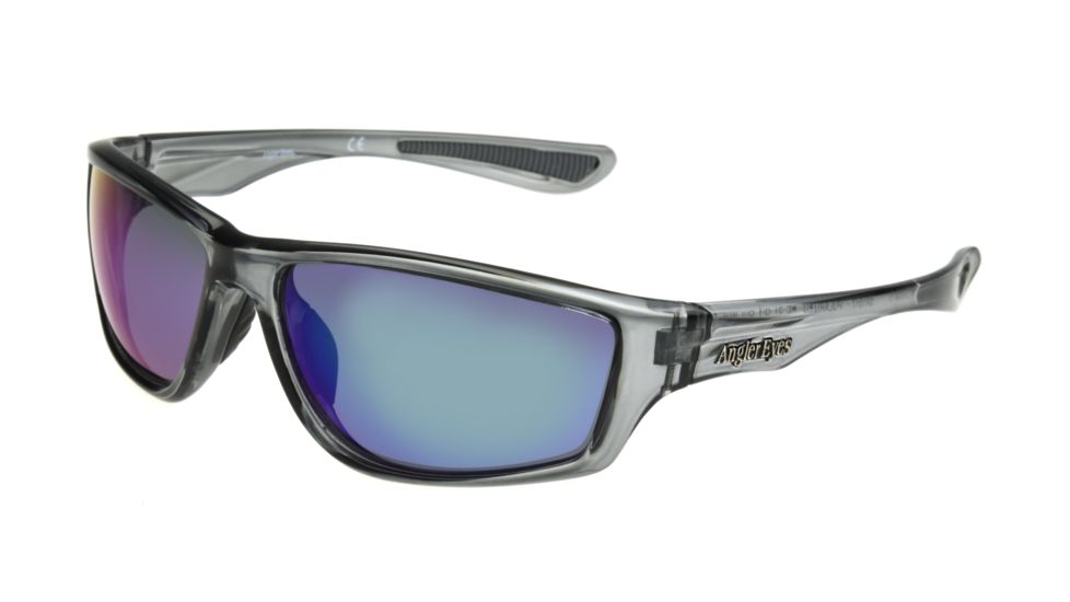 Angler Eyes AE 31 Sunglasses, Gray Crystal Frame, Smoke with Green Mirror Polarized Lenses, 10242555.FGX