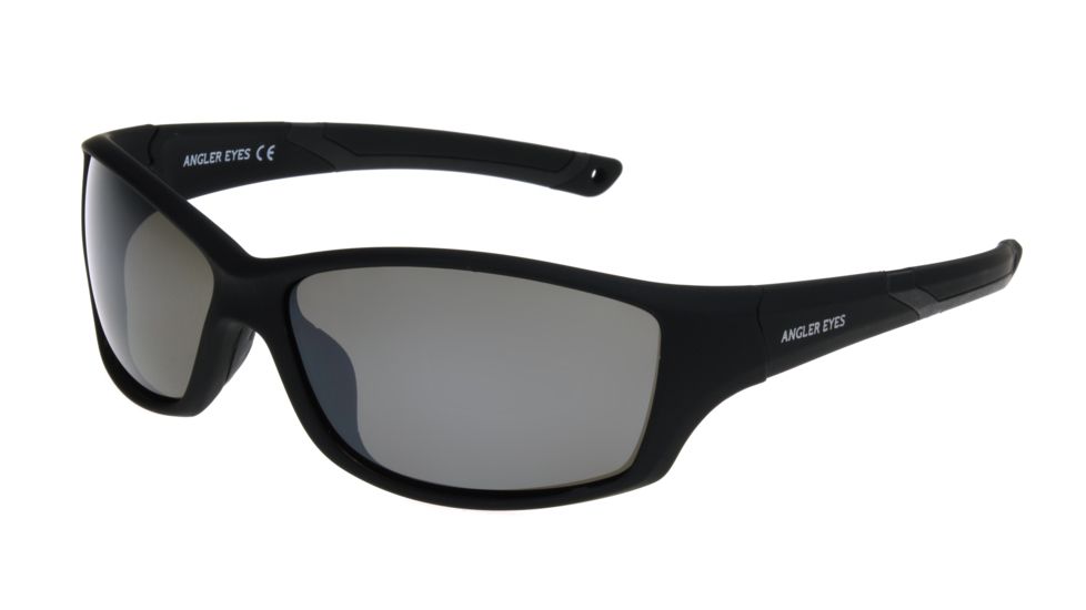 Angler Eyes AEPFL 1801 Sunglasses, Rubberized Black Frame, Smoke with Silver Flash Mirror Polarized Lenses, 10242574.FGX