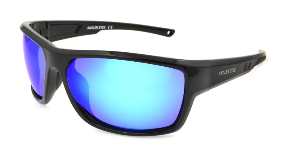 Angler Eyes Bullhead Sunglasses, Matte Black Frame, Smoke Polarized with Blue Mirror Flash Lens, Polarized, 10222157.FGX
