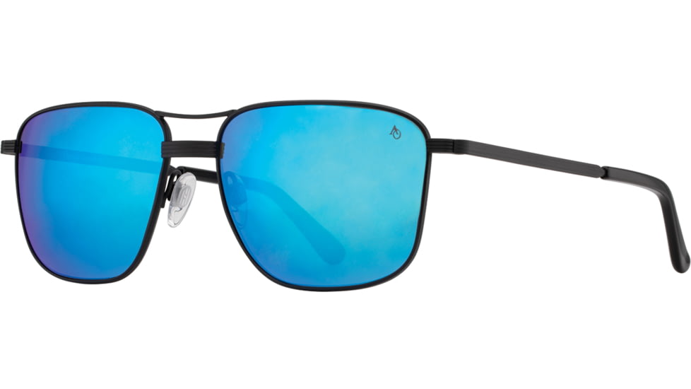 AO Airman Sunglasses - Mens, Matte Black, SunFlash Blue Mirror AOLite Nylon Lenses, Matte Black / SunFlash Blue Mirror Lens, 56-15-145, AIR156STBKBMN