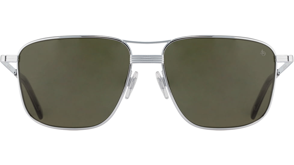 AO Airman Sunglasses - Mens, Silver, Calobar Green AOLite Nylon Lenses, Silver / Calobar Green Polarized Lens, 56-15-145, AIR356STSMGNN-P