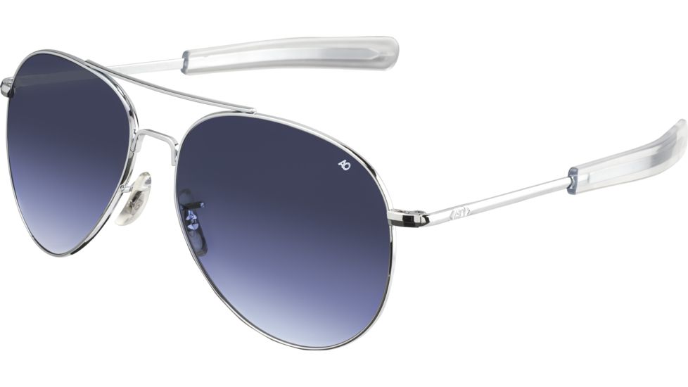 AO Flight Gear General Sunglasses, Bayonet, Silver Frame, Polycarbonate Gradient Blue Lens
