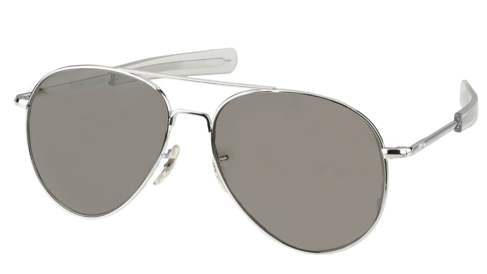 AO Flight Gear General Sunglasses, Bayonet, Silver Frame, True Color Gray Glass Lens, Polarized, 58mm, 30600