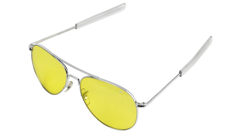 AO Flight Gear General Sunglasses, Bayonet, Silver Frame, Yellow Lens, 58mm, 30654